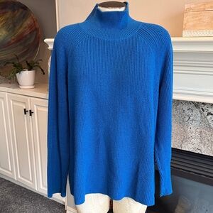 Eileen Fisher Vibrant Blue Turtleneck Wool Sweater